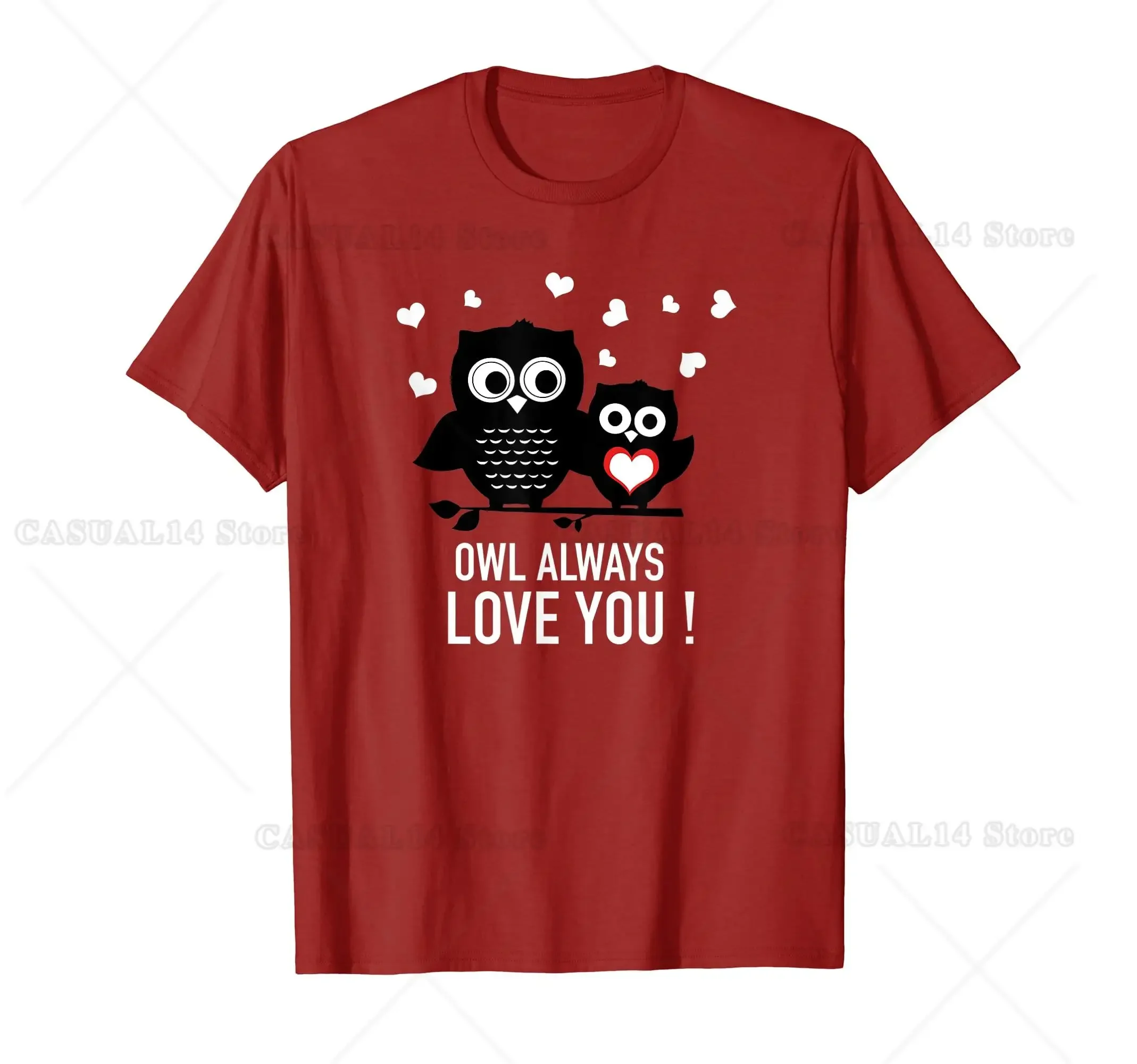 

Owl Always Love You Cute Couple Valentines Day Graphic Tee Soft Cotton Crew Neck T-Shirt