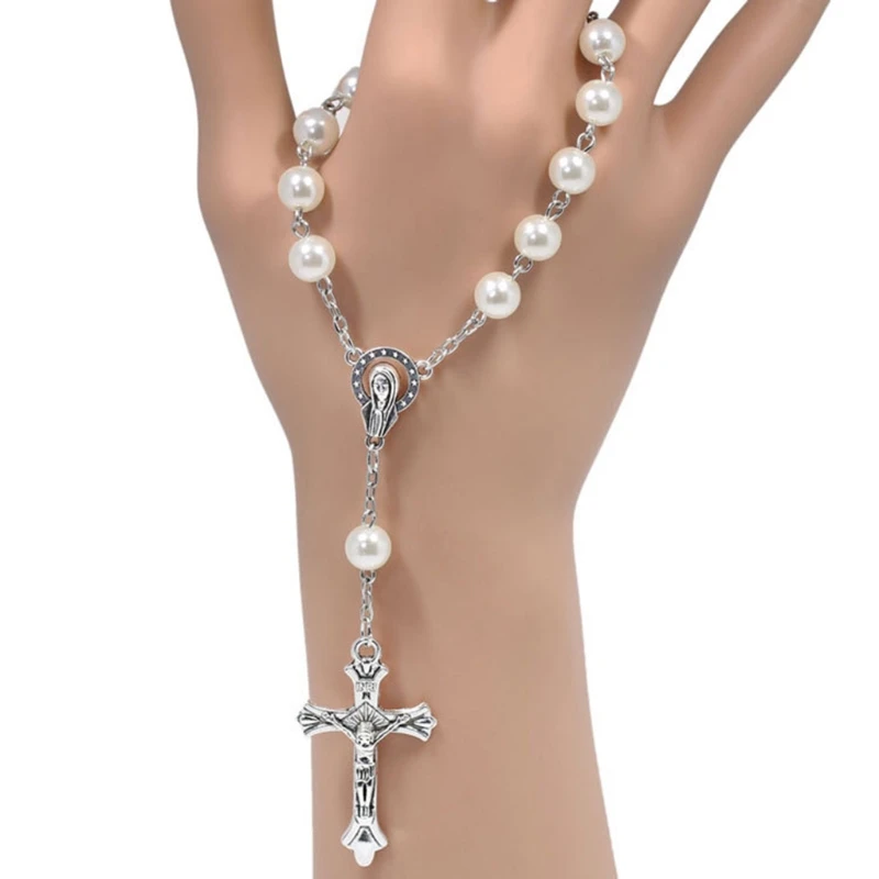 Catholic Gift Saint Christopher Travel Protection 8MM/0.31Inch Bead Rearview Mirror Car Truck Auto Rosary MR18 22 Dropshipping