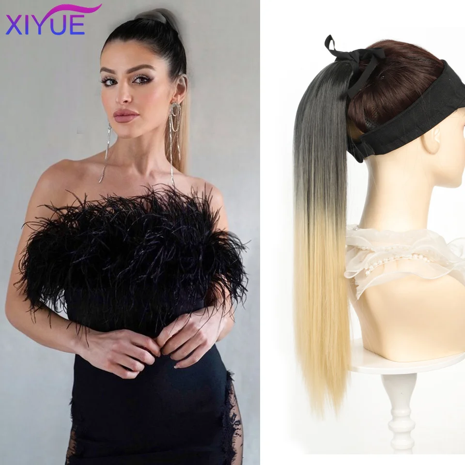 

XIYUE wig, Synthetic Hair Tail False Hair Ponytail In Straight Clip Hairpiece With Hairpins Pony Tail Hair Extensions For