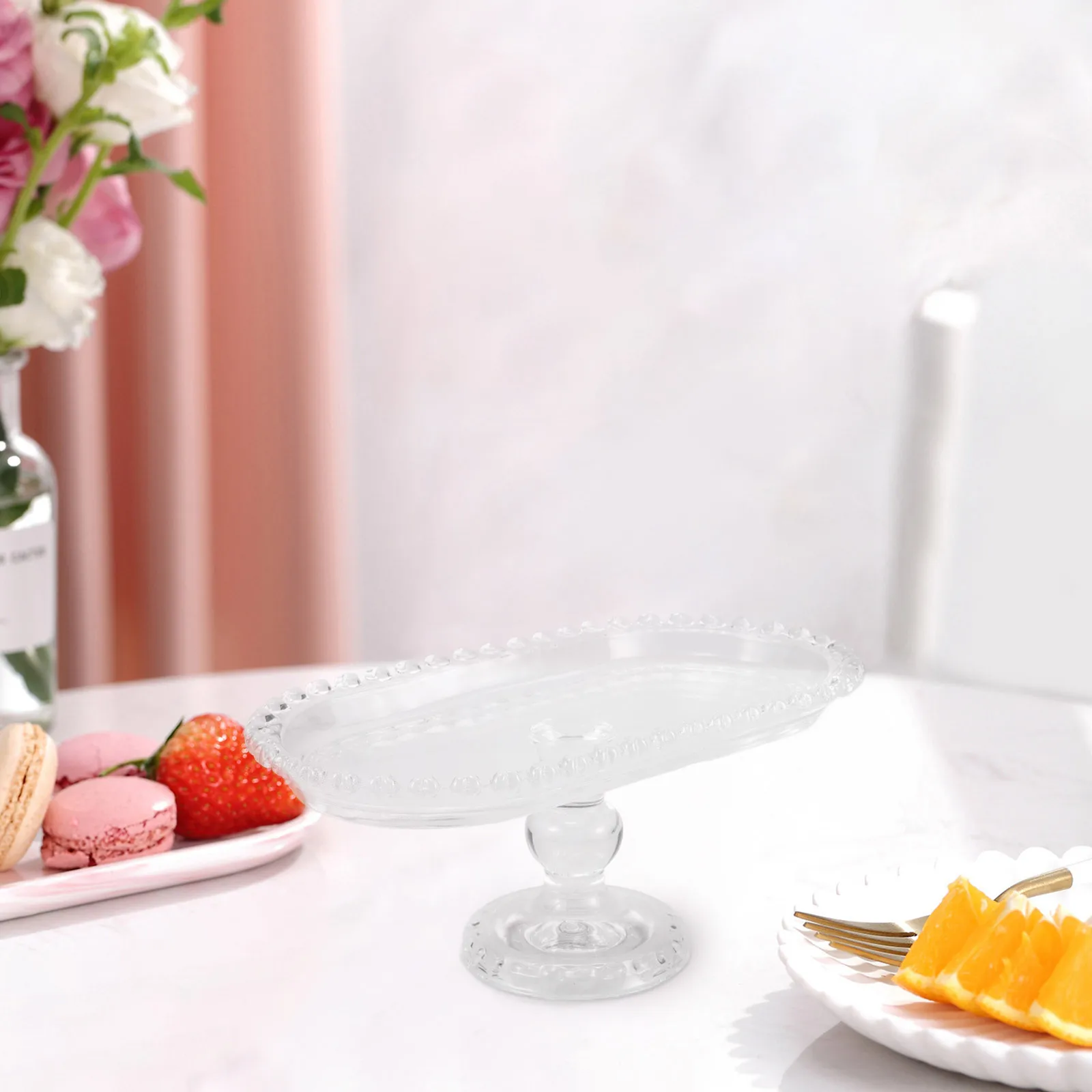 

1Pcs Afternoon Tea Tray Environmental Friendly Glass Fruit Plate Multi-Function Snack Serving Tray for Restaurant Home Buffet