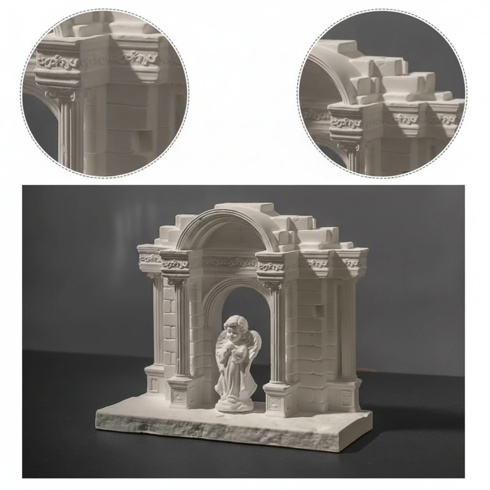 Aquarium Ornament with Angel Compact Miniature Roman Temple Architectural Ornament Decorative Pavilion Statue Safe
