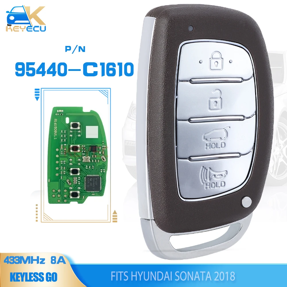 KEYECU P/N: 95440-C1610 Smart Remote Key 433MHz 8A Chip 4 Buttons Keyless Go for Hyundai Sonata 2018