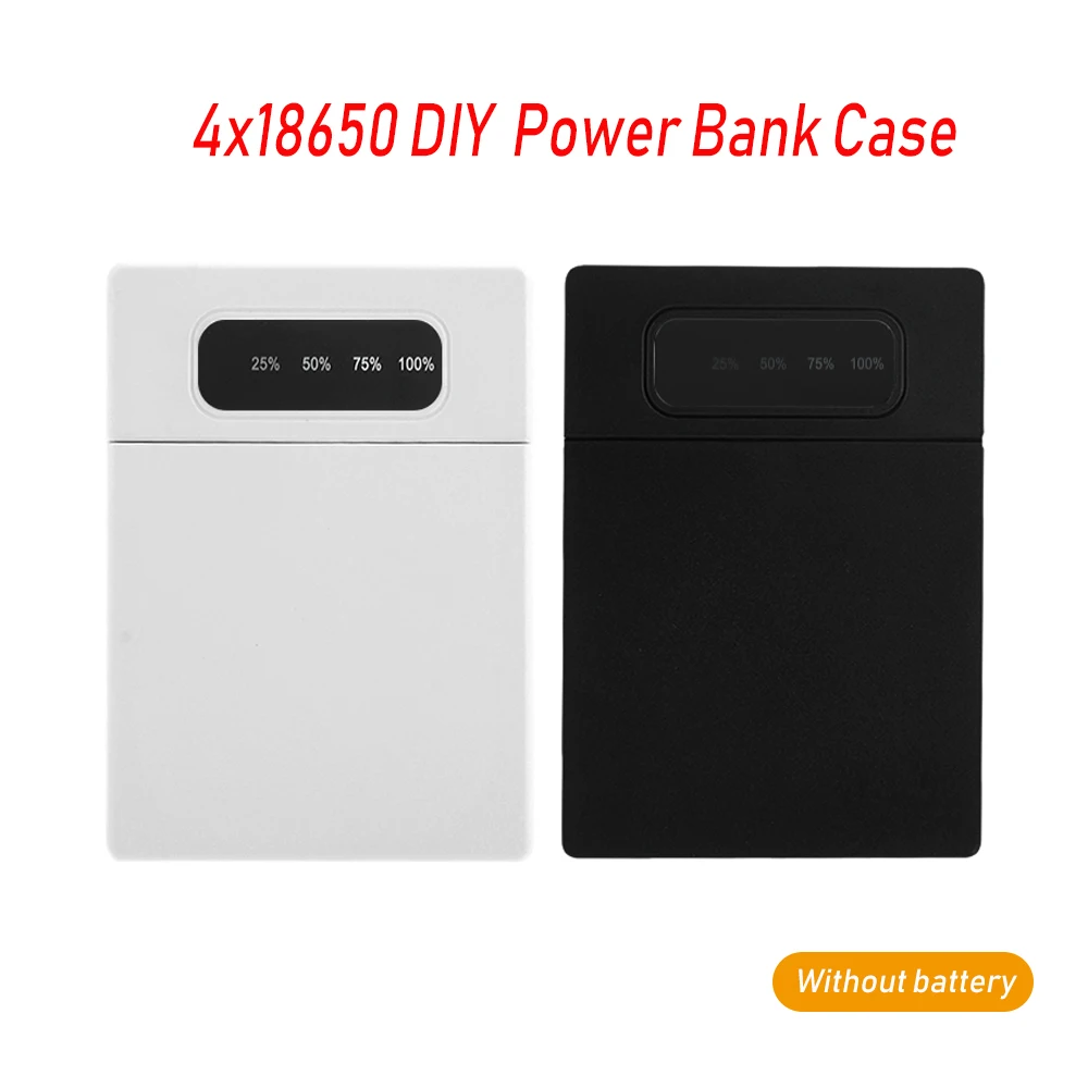 4x18650 DIY Power Bank Case Charge Storage Box With LED 2A 10W 5V Dual USB Type C Micro USB Anti Reverse Connection Protection