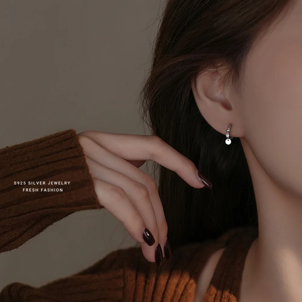 

Простая и универсальная круглая пряжка в корейском стиле из чистого серебра S925, женские очаровательные ювелирные изделия для вечеринок