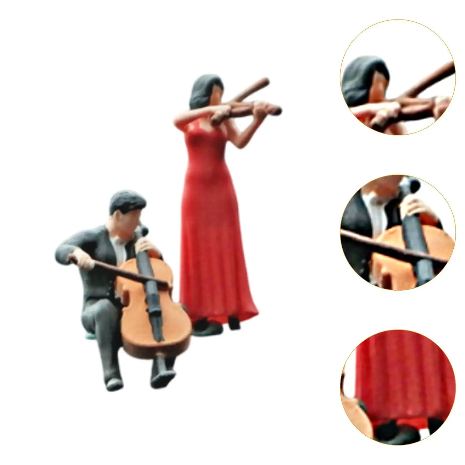 Figurines de musicien 1/64, 2 pièces, ornement de Table de sable, Diorama Miniature, figurine de violoniste pour maison de poupée, accessoires de Micro paysages