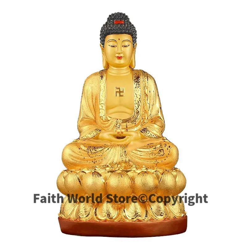 HOT SALE -large # GOOD figure of Buddha # Home family Bless Safe good luck Buddha -GOLD RULAI the Medicine Buddha Lotus statue