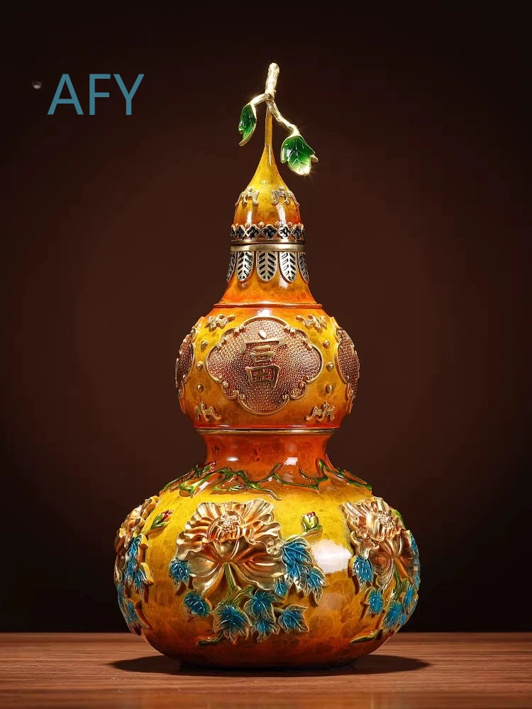 Flower Blooming Rich Copper Gourd Ornament for Home Decor for Entrance Decoration for Desktop Decoration for Gift for Living