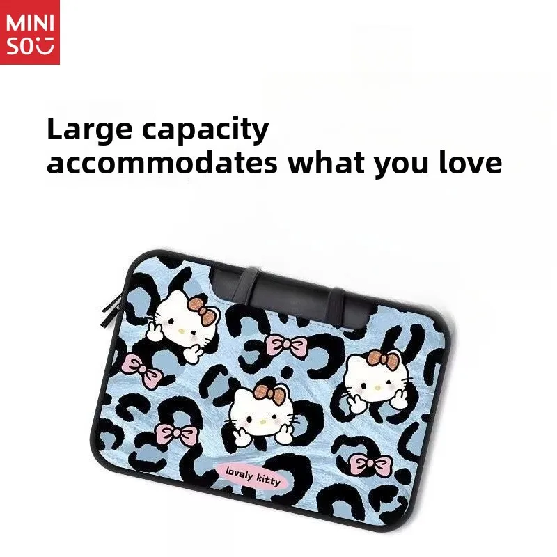 Miniso Leopard Hello Kitty Laptop Bag, Cartoon Illustration Tote & Shoulder Bag