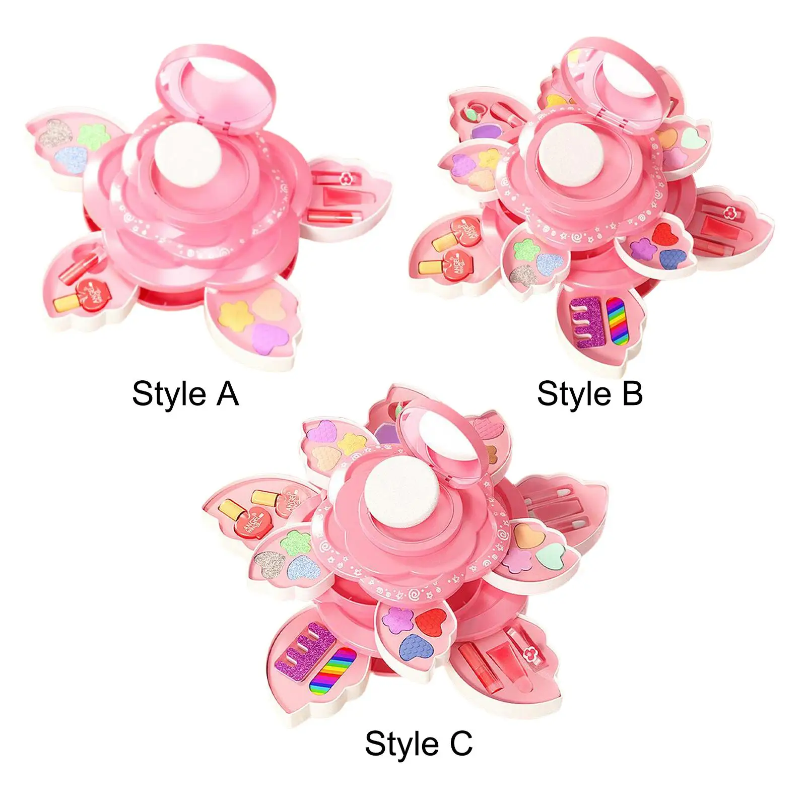 Kids Play Makeup Set Fashion Flower Makeup Palette Set for Beginners Ages 3+ Years Old Halloween Children's Day Holiday Gift