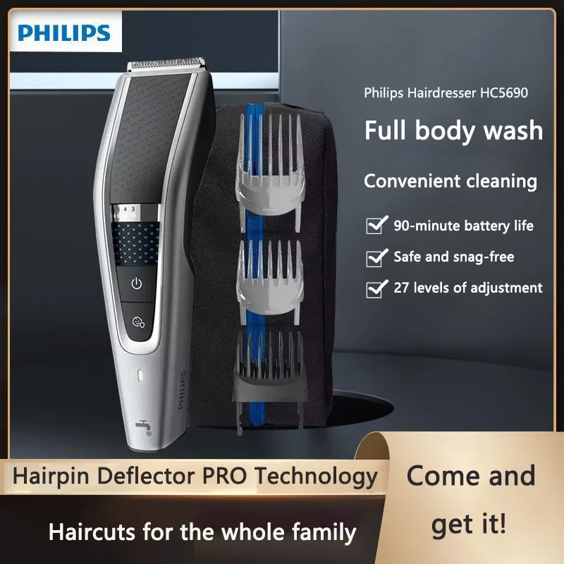 Philips HC5690 Electric Hair Cutter Head Washable Household Electric Hair Clippers 27-speed Adjustable