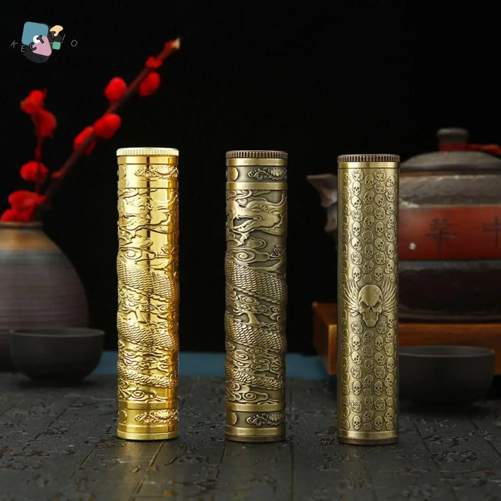 Buddha Statue Relief Incense Barrel Skull Chinese Dragon Buddha Incense Box Anti-pressure Portable Sealed Cigarette Box