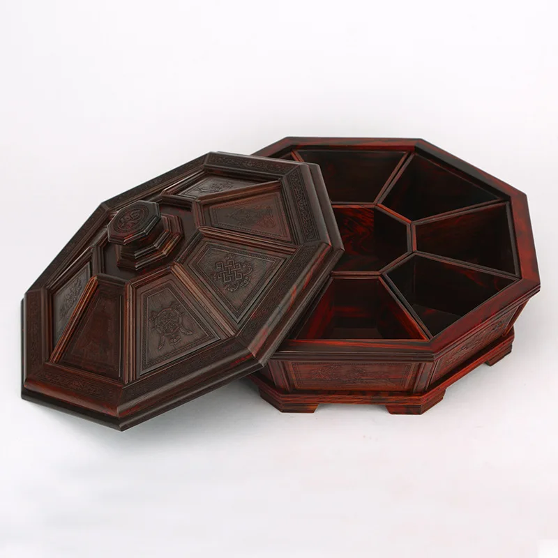 Redwood Handicrafts Ornaments, Chinese Carved Candies, Nuts, Dried Fruit Plates, Wooden Boxes