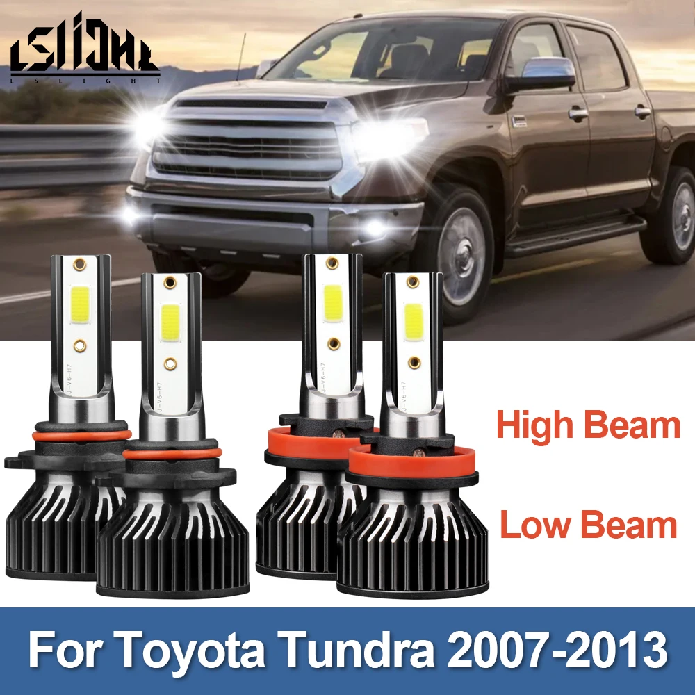 Combo LED Headlight Bulbs High Low Headlamp 6000K 72W 9600LM Bright Kit 12V For Toyota Tundra 2007 2008 2009 2010 2011 2012 2013