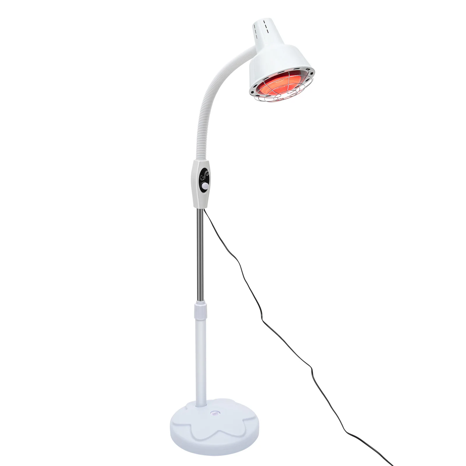 โคมไฟกายภาพบําบัด 275W โคมไฟบําบัดอินฟราเรดไฟฟ้า 360 °   เครื่องมือบรรเทาอาการปวดโคมไฟความร้อนปรับอุณหภูมิได้