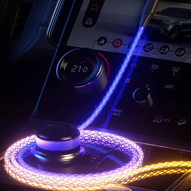 RGB 66W 6A Fast Charging USB Type C Cable Colorful Streamer Glowing Line for Samsung Xiaomi Redimi Huawei Charger USB C Cable