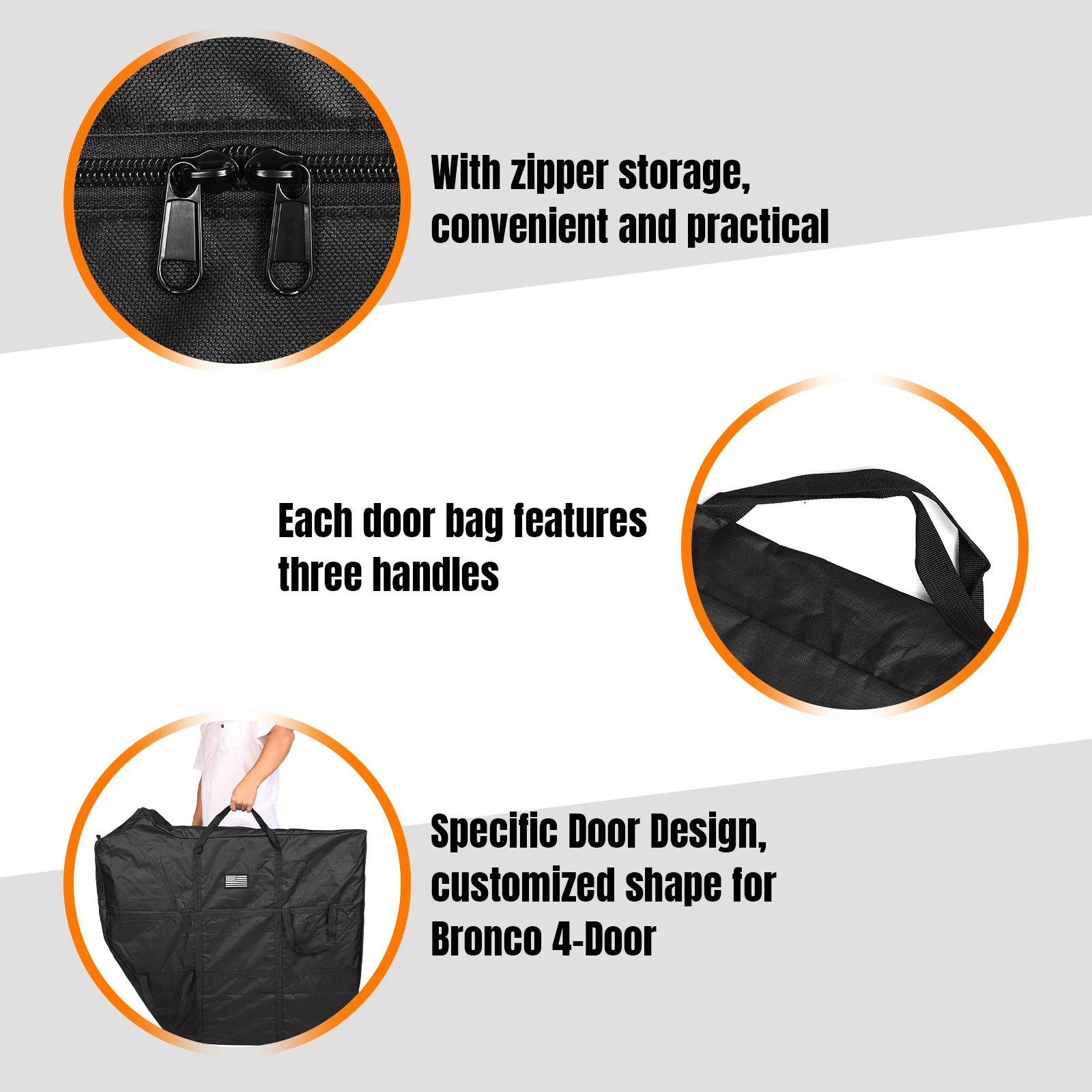 

4pcs Door Storage Bag Doors Protection Storage Bag Doors Panels Organizer Bag for Ford Bronco 4-Door 2021 2022 2023 2024 2025
