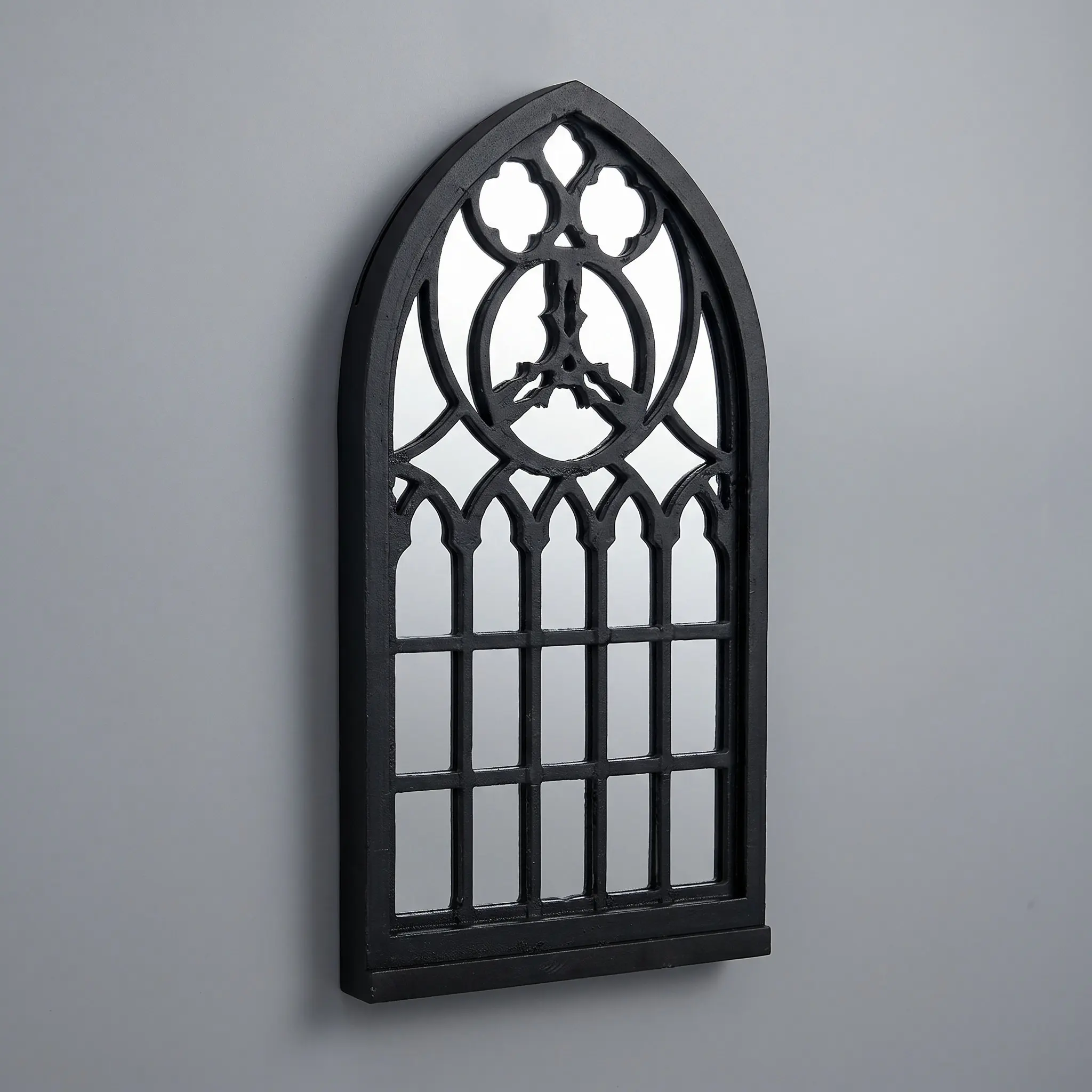 Wall Mounted Gothic Mirror Arched Window Frame Decorative Gothic Wall Decor Mirror for Goth Bedroom Living Room