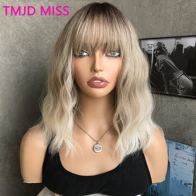 2024 New Fashion Short Wigs Women's Curly Hair Wave High-temperature Silk Mechanism Wig Headband Cosplay Pelucas Para Mujer