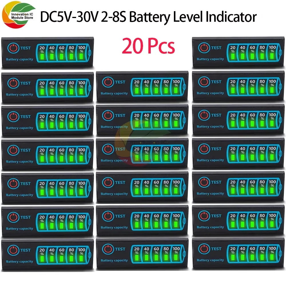 1S-8S 18650 Li-ion Lipo Lithium 5-30V Lead Acid Battery Level Indicator Tester LCD Display Meter Module Capacity Voltage Meter