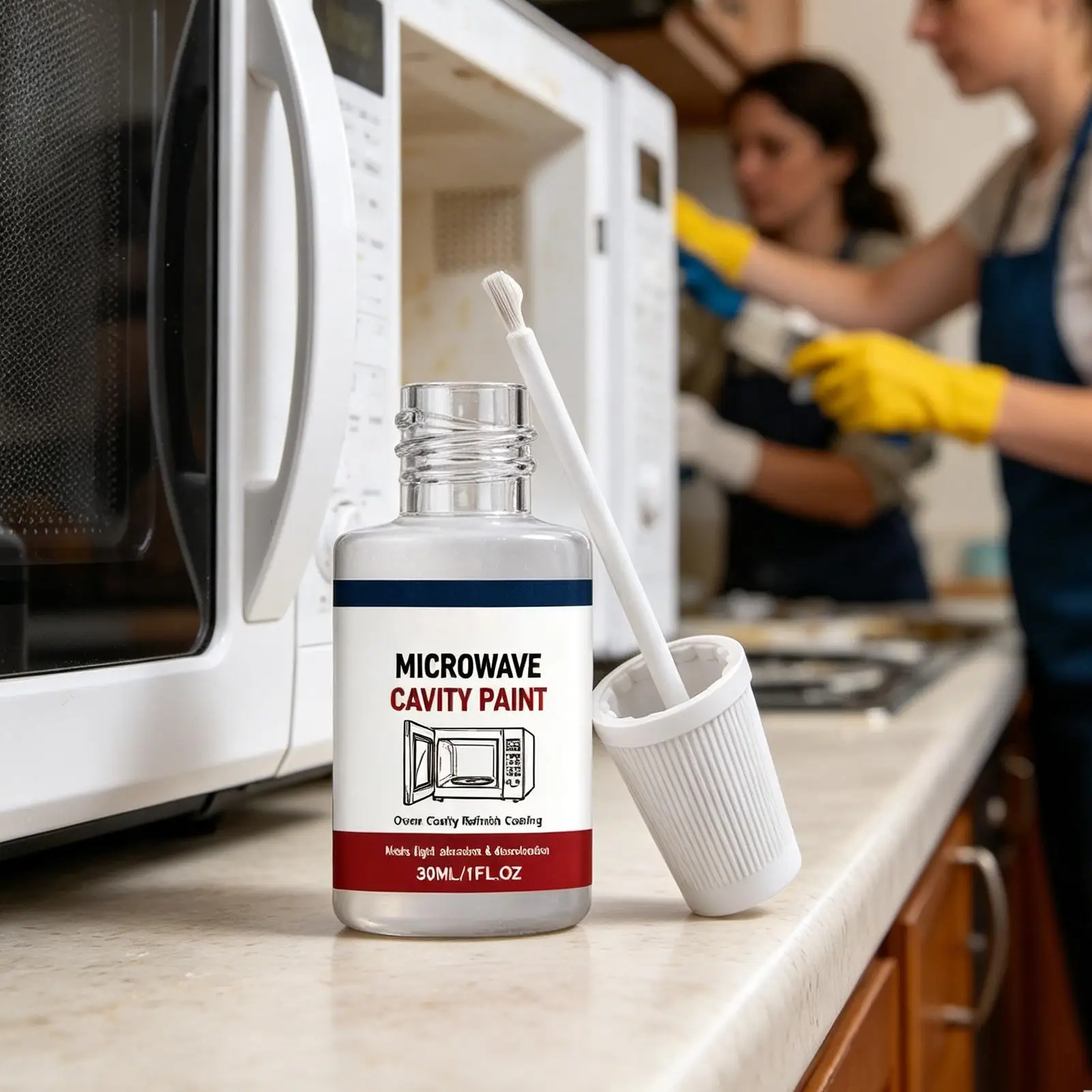 Microwave Cavity Paint 30ml with Brush Appliance Interior Touch-Up Coating Rust & Stain Resistant for Home Kitchen