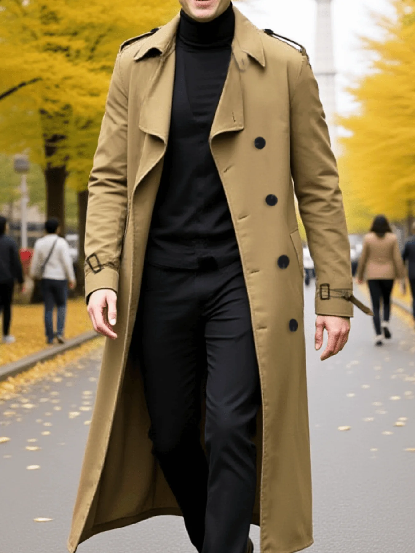 

Men's Fashion Trench Coat for Autumn Winter Thickened Warm Outerwear Popular Style Commute Essential
