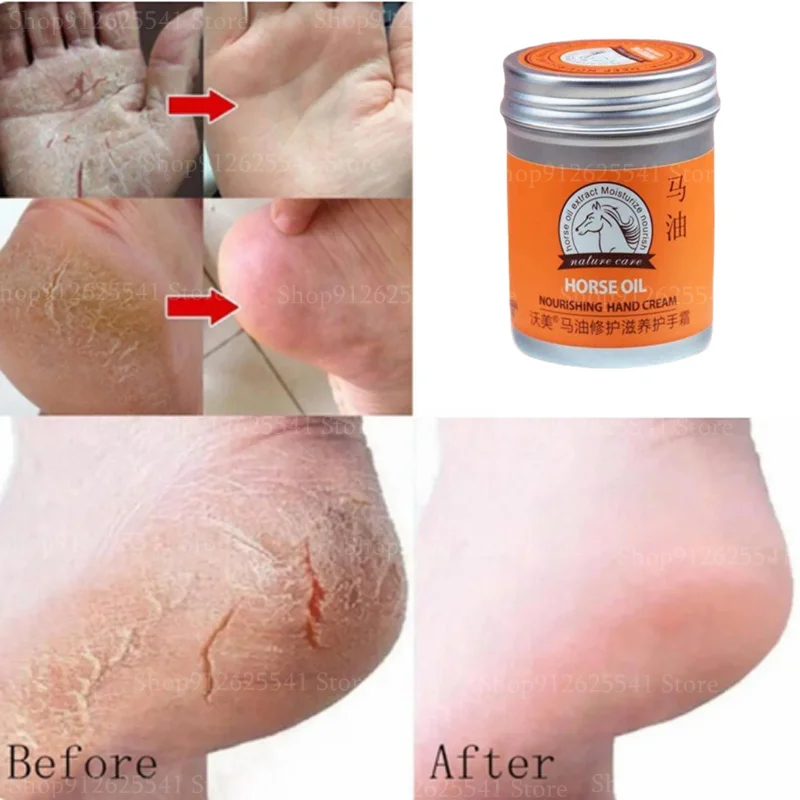 

80g Repair Anti-Aging Winter Anti-crack Horse Oil Hand Cream Natural Feet Cream Nourishing Removal Dead Skin Feet Care Wholesale