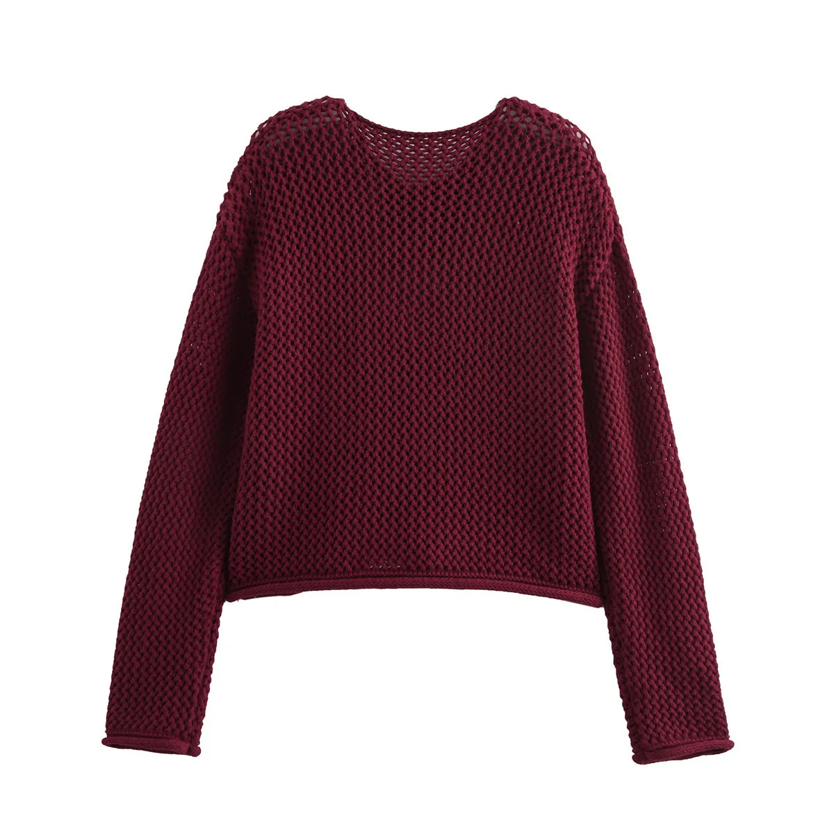 2024 Female Casual Cardigan Sweater Coat 2 Pockets Wine Red Solid Metal Button Knitted Sweater Woman Autumn Trends Street