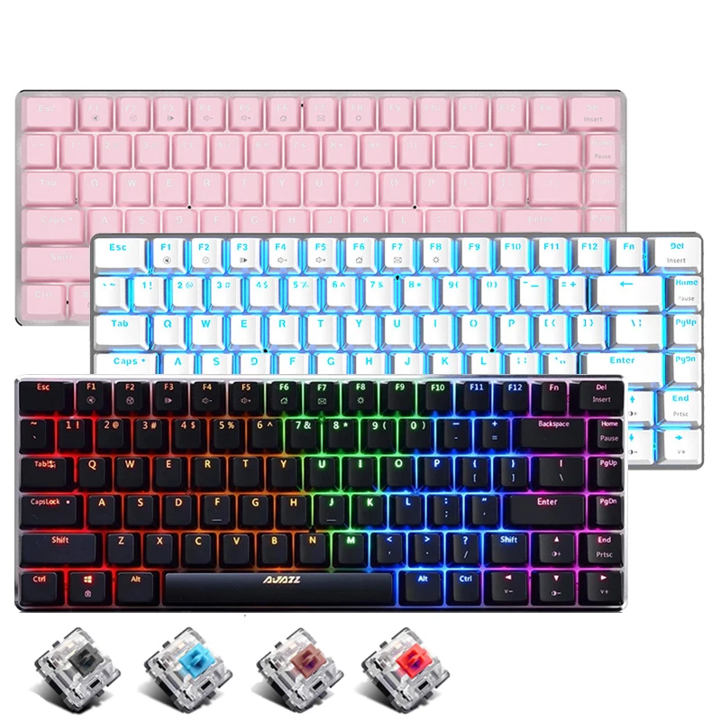 

AK33 82 Keys Gaming Mechanical Keyboard RGB Backlit Anti-ghosting Black Blue Red Switch Wired Keyboard for Tablet Desktop Gamer