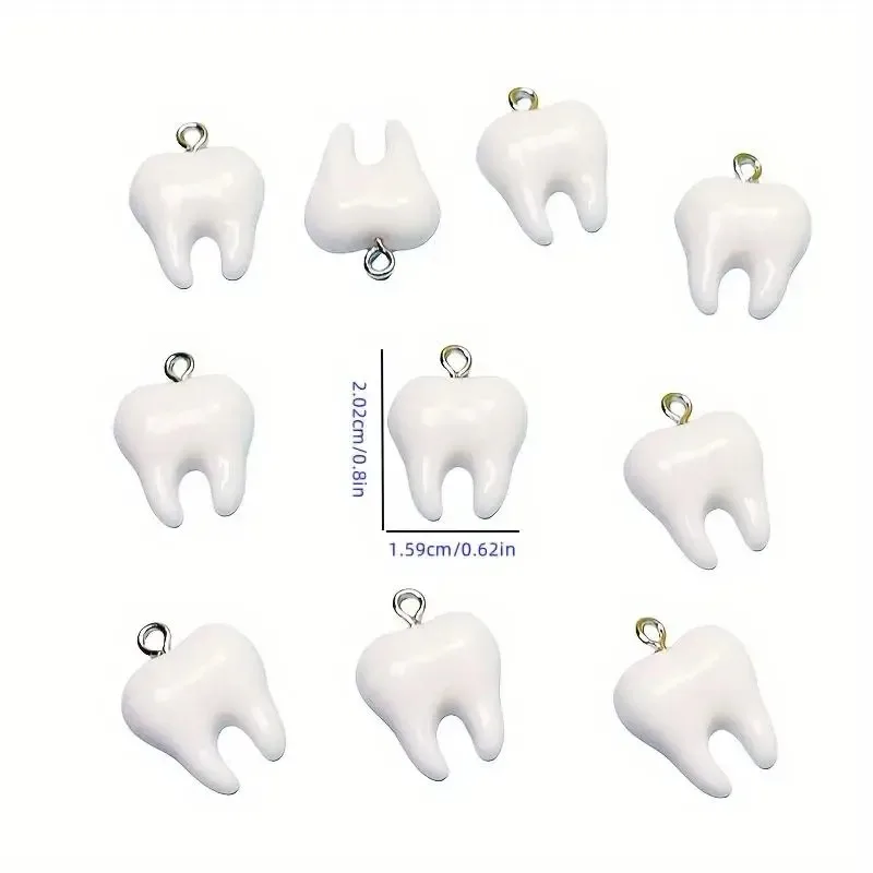 10Pcs Mixed Color Mini White Tooth Resin Charms Cute Teeth Pendants For DIY Earring Necklace Bracelet Jewelry Making