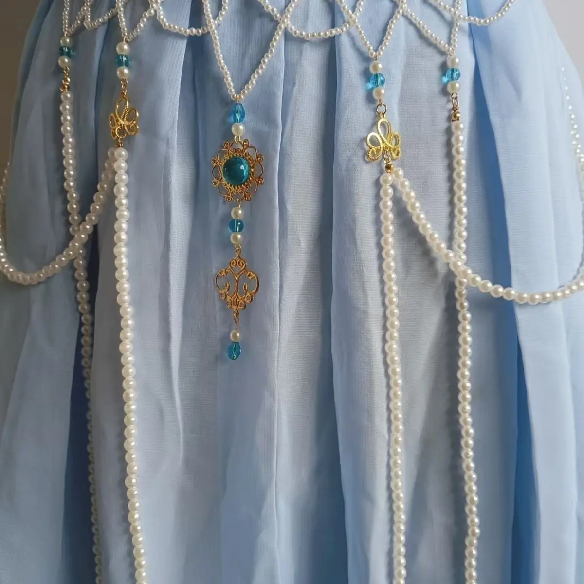

‌ Поясная цепочка Hanfu ручной работы-длинный пояс с жемчужной бахромой, китайские бижутерия династии Тан, элегантное украшение на талию для женщин