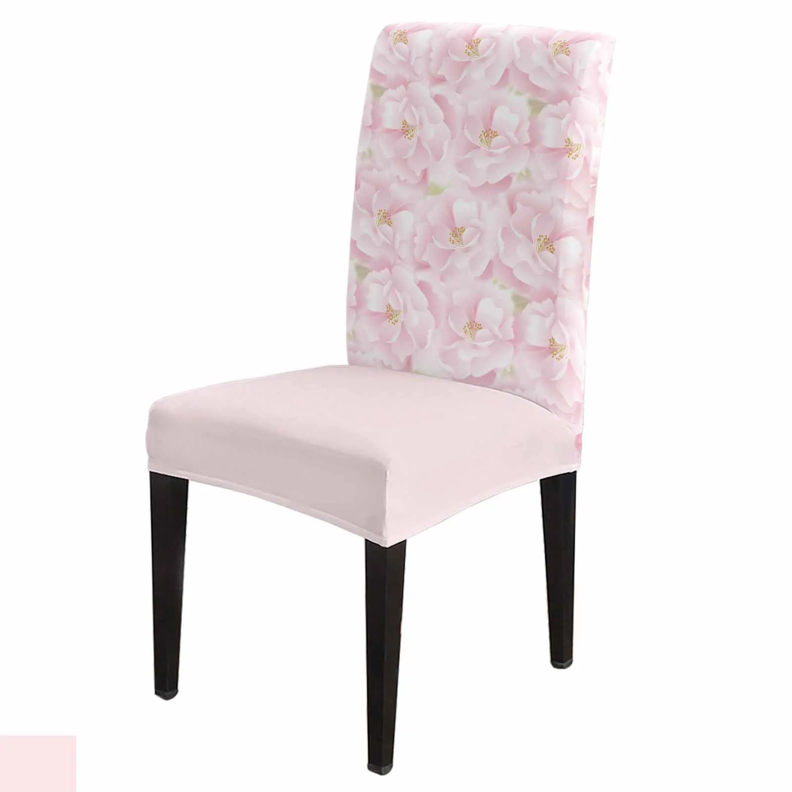 Pink Flower Roses Texture Dining Chair Covers Spandex Stretch Seat Cover for Wedding Kitchen Banquet Party Seat Case