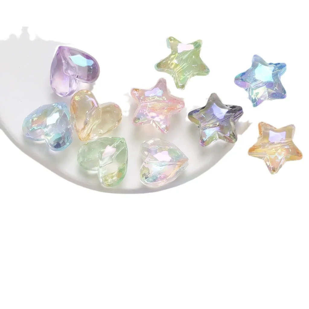10pcs/lot Colorful Clear Shine AB Acrylic Heart/Star DIY Loose Charm Beads Big Size image 5