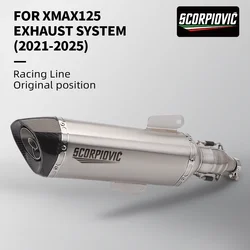 Slip On For Xmax 125 X MAX125 2021 2022 Full Systems Motorcycle Exhaust Escape Moto Titanium alloy Link Pipe Carbon tip Muffler