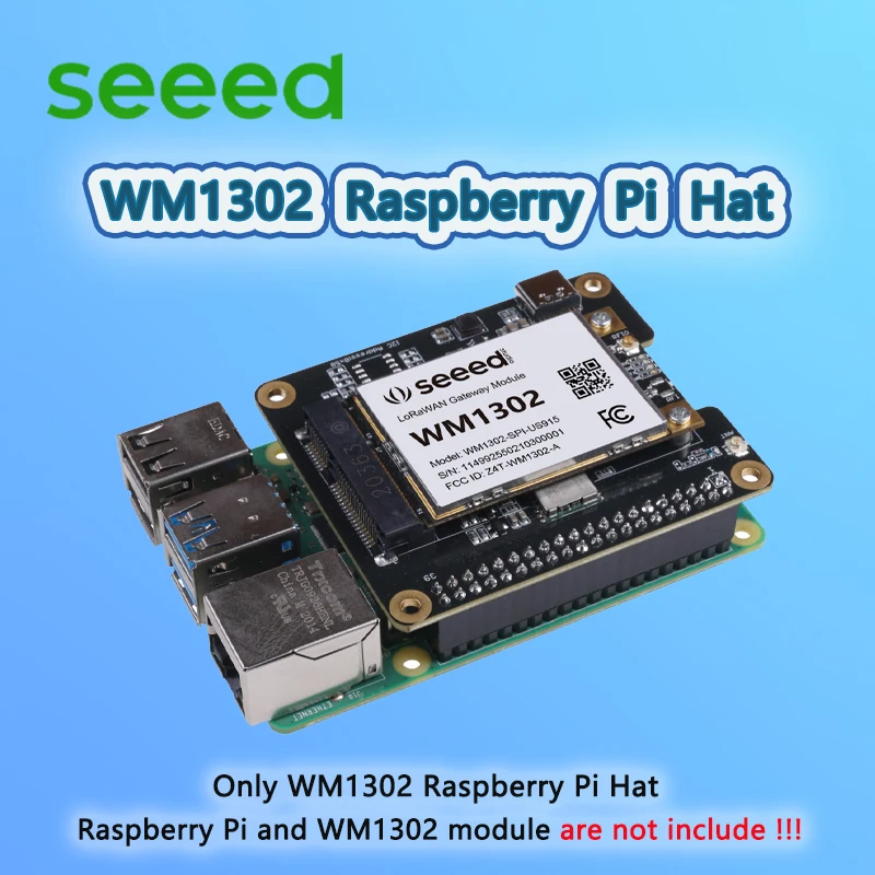 Seeed WM1302 Raspberry Pi Hat for connecting WM1302 LoRaWAN module, mini-PCIe form-factor, LoRa Concentrator Semtech SX1302