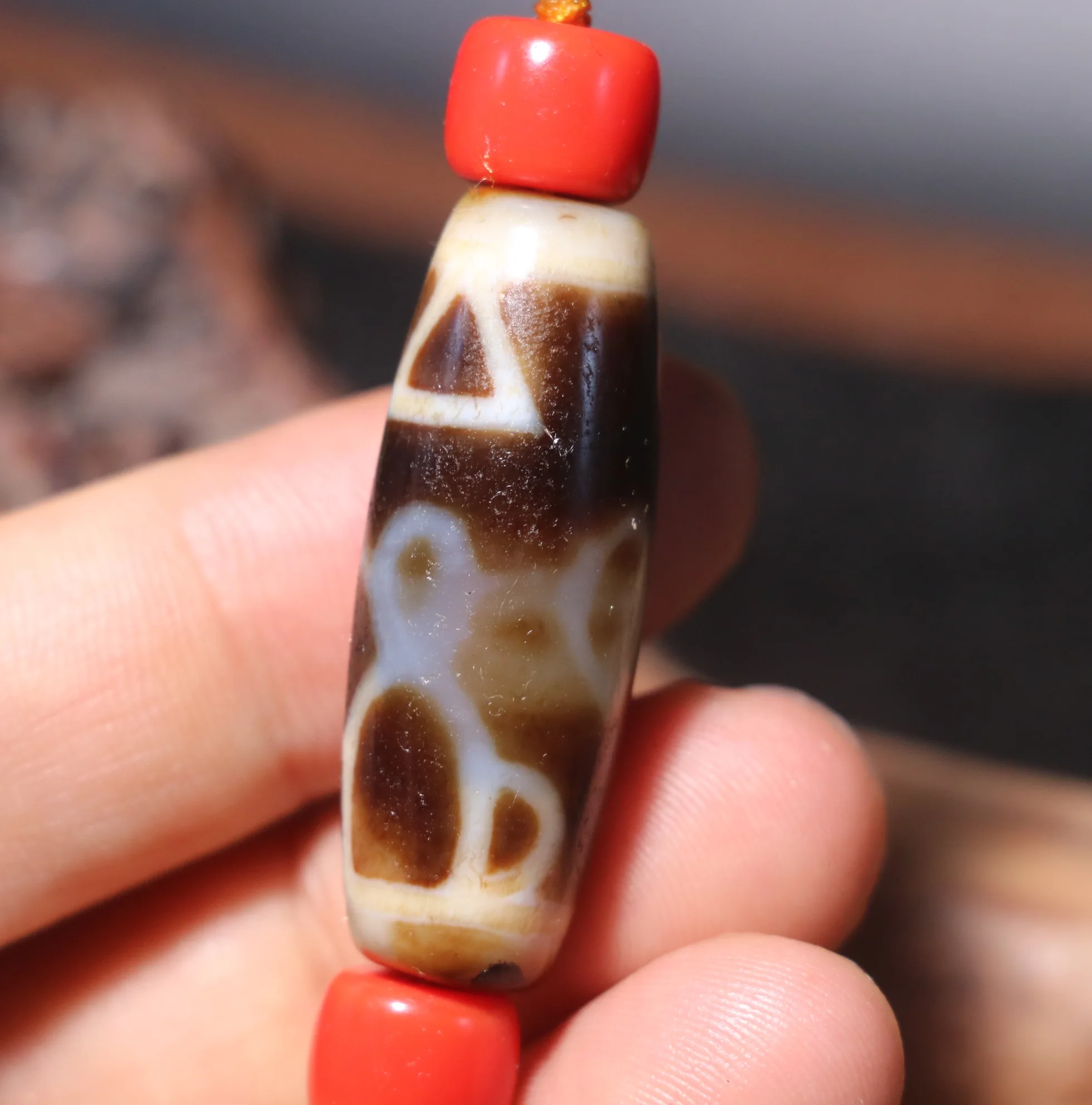 A Treasure Magic Energy Tibetan old Agate Happy Buddha Symbol dZi Bead Totem Fit For Making Bracelet Lkbrother UPD221211A12