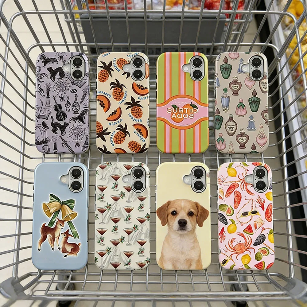 

Luxury Burgs Y2k Retro Print Party Phone Case for iPhone 17 16 15 14 13 12 11 Pro Max Air Plus Luxury Double-layer Back Cover