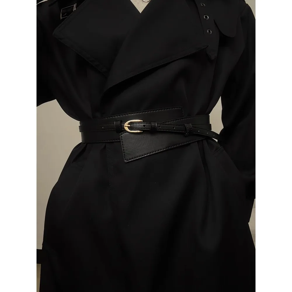 ختم الخصر النسائي الراقية الجديدة لفستان الموضة حزام بسيط أسود