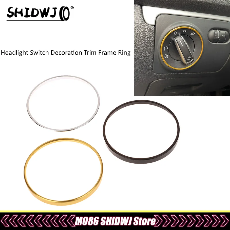 

1Pc Aluminum Car Interior Headlight Switch Decoration Trim Frame Ring Sticker Interior Auto Mouldings Car Switch Cover Trim