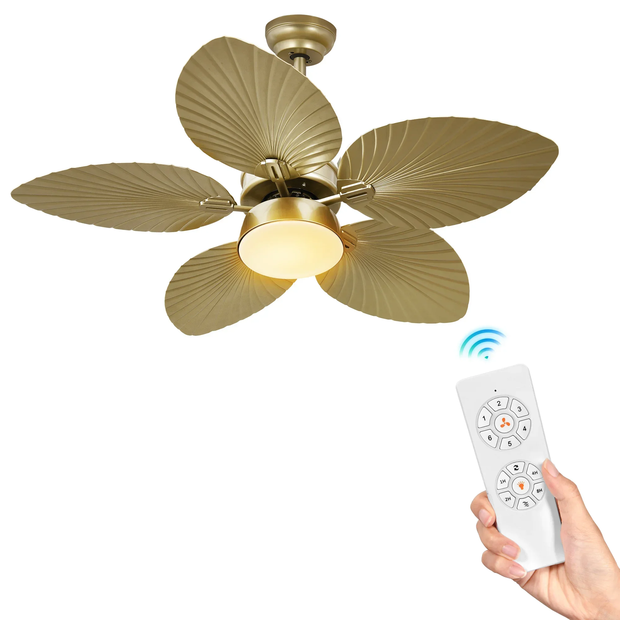 52'' Tropical Ceiling Fan with LED Light and Remote Control Reversible Fan Light