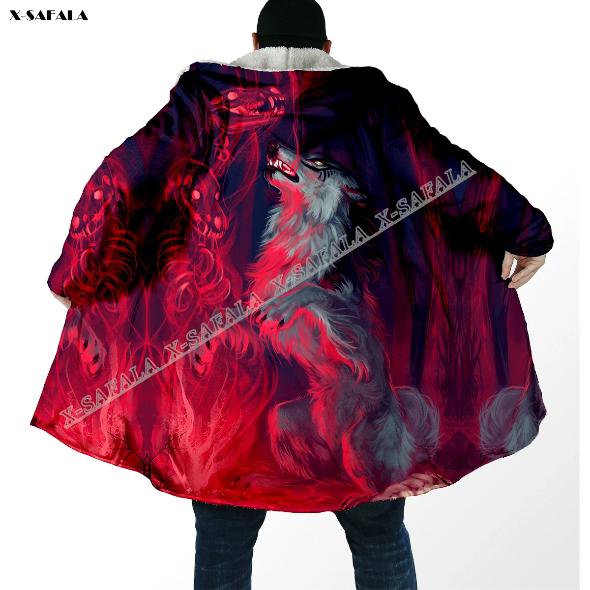 Chinese Fox Amazing Latest Pattern 3D Printed Overcoat Hooded Blanket Coat Cape Robe Fleece Loose Men Female Cloak Windproof