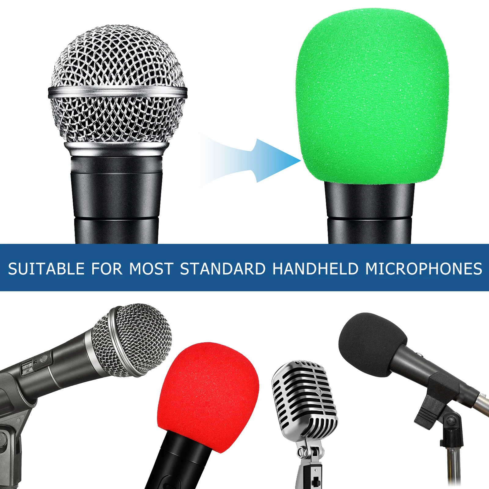 

32Pcs Microphone Sponge Caps Protective Windscreen Covers for Handheld Mics Dirt Noise Reduction Suitable for Bar Party Stage