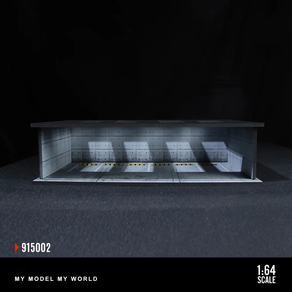 Autogarage Diorama Model 1/64 Ondergrondse garage LED-montage Diorama - Realistisch scènemodel voor gegoten auto-display en decoratie
