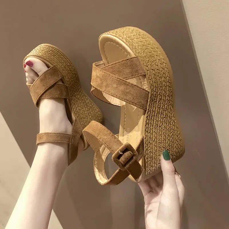 

2026 New Women's Fairy Style High Heel Wedge Platform Sandals One Strap Roman Summer Outdoor Shoes