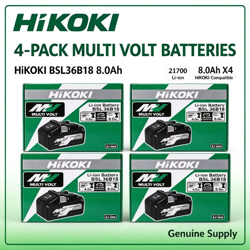 New HiKOKI 18V/36V 8.0Ah Multi-Volt Li-ion Battery BSL36B18,Durable High Cycle Life,For Power Tools Home Workshop Gardening Work