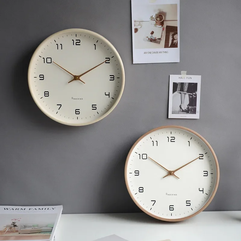 Nordic Minimalist Wooden Wall Clock - Silent Mute Non Ticking, Rustic Natural Wall Clock for Home Kitchen Living  Room Wall Art