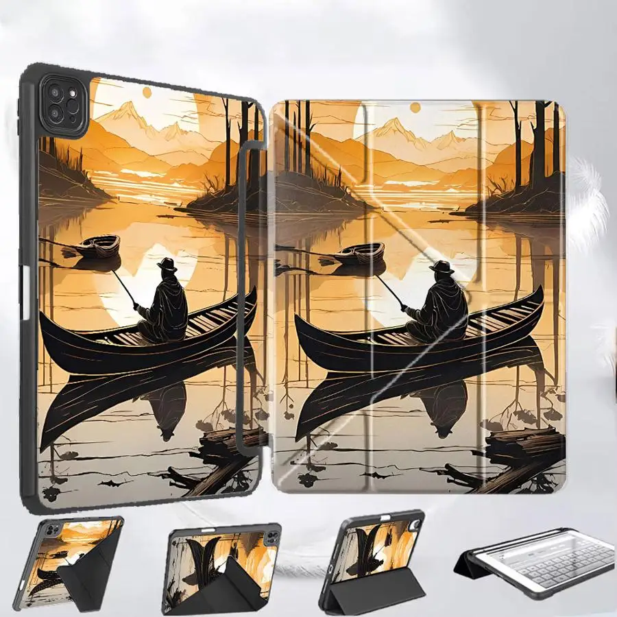 

Tablet Case For iPad Pro 2025 Pro 11th 10th 9th 8th 7th 12.9inch Mini 6 7 Air 4 5 M3 M2 M4 11inch Holder Cover Cartoon Fishing