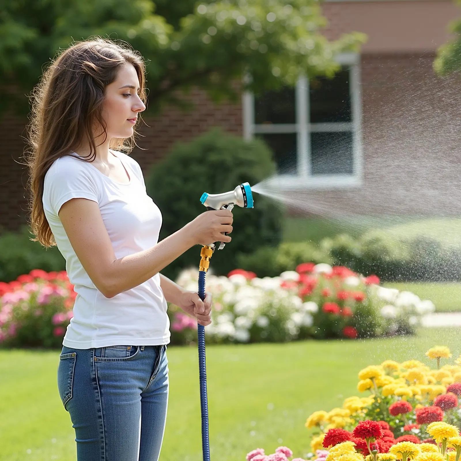 

Насадка для шланга с 10 режимами распыления для полива и мытья