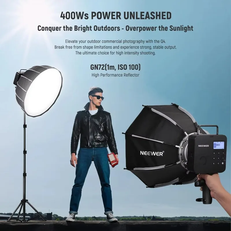 Q4 400Ws 2.4G TTL Outdoor Studio Flash Strobe ,1/8000 HSS 2800mAh Battery Powered Photography Monolight