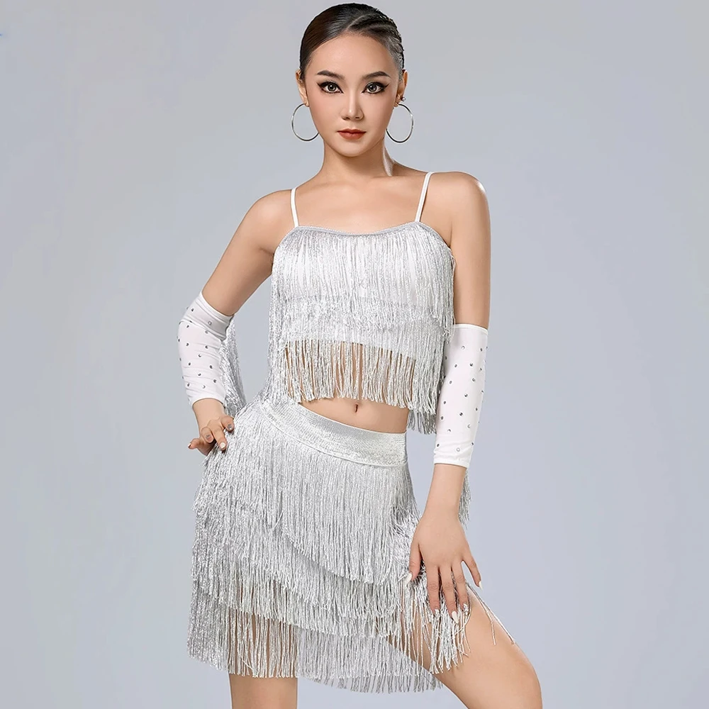 

Latin dance performance suspender tassel skirt set, stage performanceprofessional practice outfitdanceoutfit,tcompetition outfit