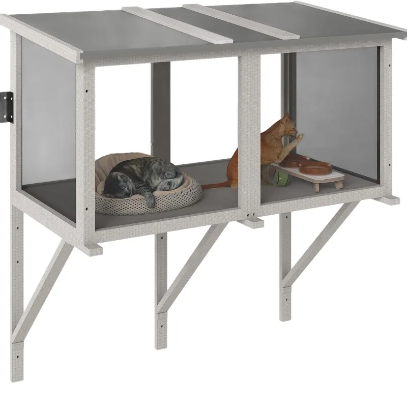 

Solid wood window hanging cat cage cat balcony viewing platform terrace sunshade windproof four seasons available lounge